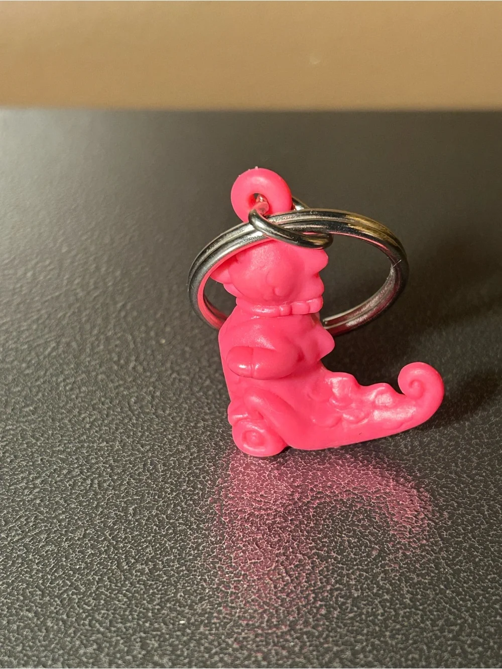 Vintage Tupperware Pink Fun Fern Flyer Keychain, Pink Dinosaur Keychain